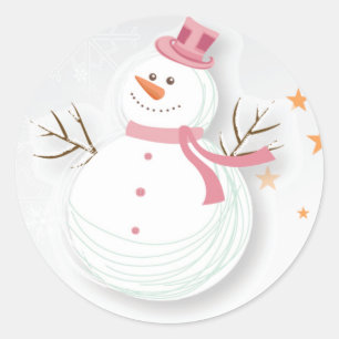 Adesivo Pinheiros Snowman Felizes - Rosa