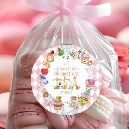 Adesivo Pink Alice in Wonderland 6th Birthday  