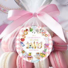 Adesivo Pink Alice in Wonderland Tea for Two Birthday  