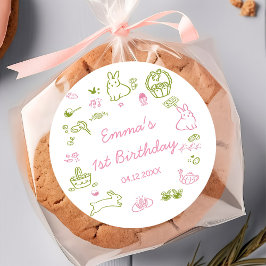 Adesivo Pink and Green Easter 1st Birthday Party 