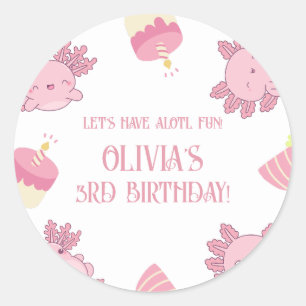Adesivo Pink Axolotl Crianças Aniversário Mailer ou Presen
