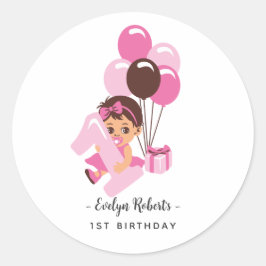 Adesivo Pink Balloon Baby Girl First Birthday