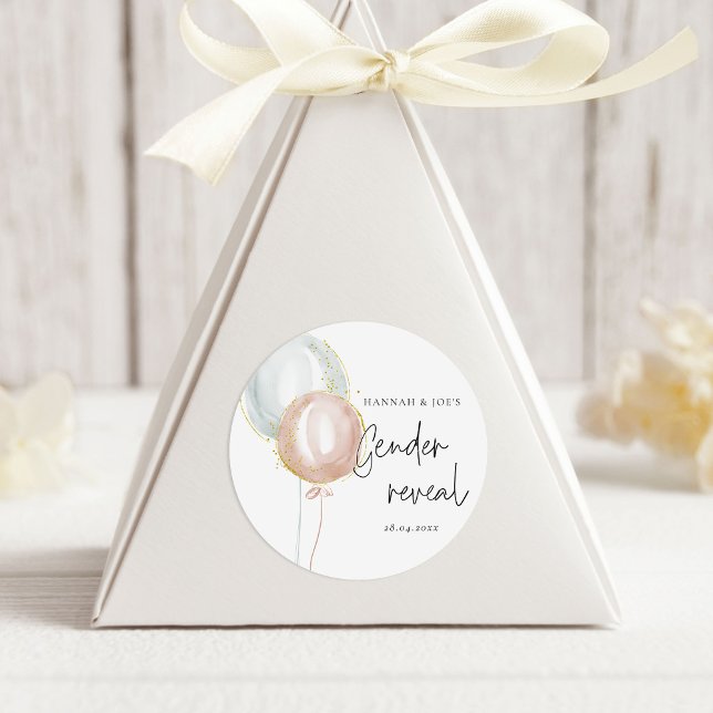 Adesivo Pink & Blue Balloon Gênero Revelar Partido Favoráv (Criador carregado)