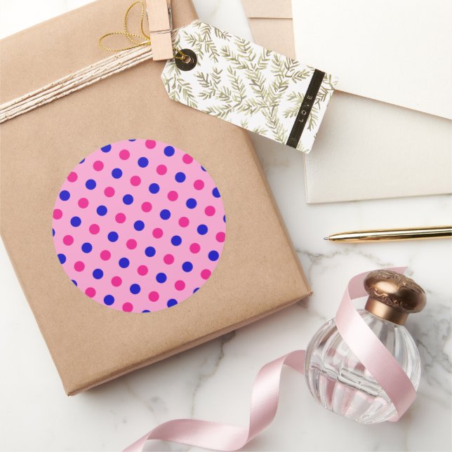 Adesivo Pink Blue Pink Polka Dot Pattern (Presentear)