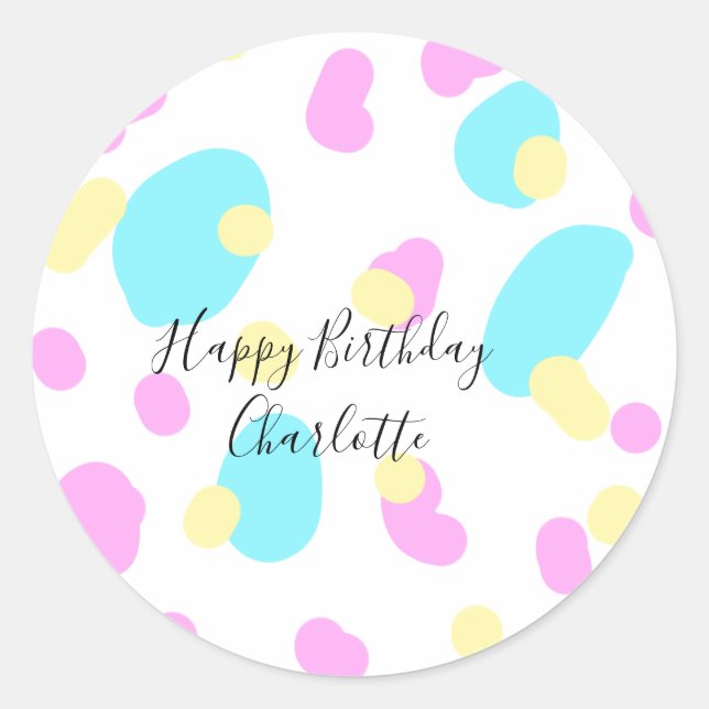 Adesivo Pink blue yellowhappy birthday kids shapes abstrac (Frente)