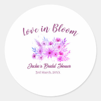 Adesivo pink  boho love in Bloom bridal shower name retro