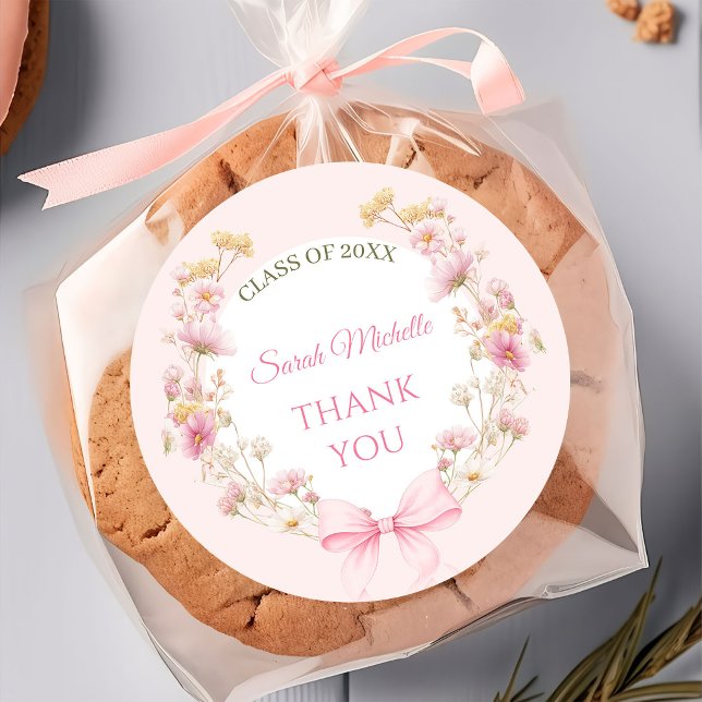 Adesivo Pink Boho Wildflowers Graduation Party (Criador carregado)