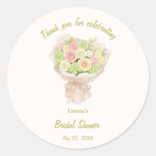 Adesivo pink bouquet Bridal Shower (Frente)
