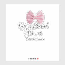 Adesivo Pink bow bridal shower name date pastel stylish te