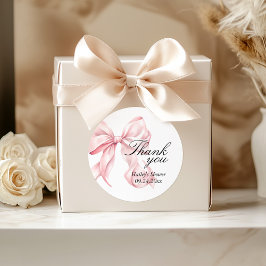Adesivo Pink Bow Bridal Shower Thank You, Favor Tags