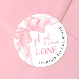 Adesivo Pink Bow Girls 1st Birthday
