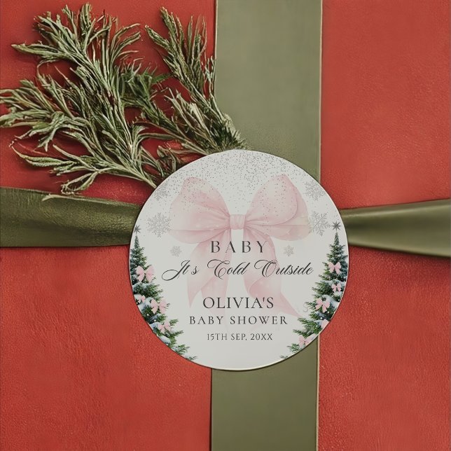 Adesivo Pink Bow It's Cold Outside Baby Shower Sticker (Criador carregado)