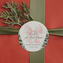Adesivo Pink Bow It's Cold Outside Baby Shower Sticker