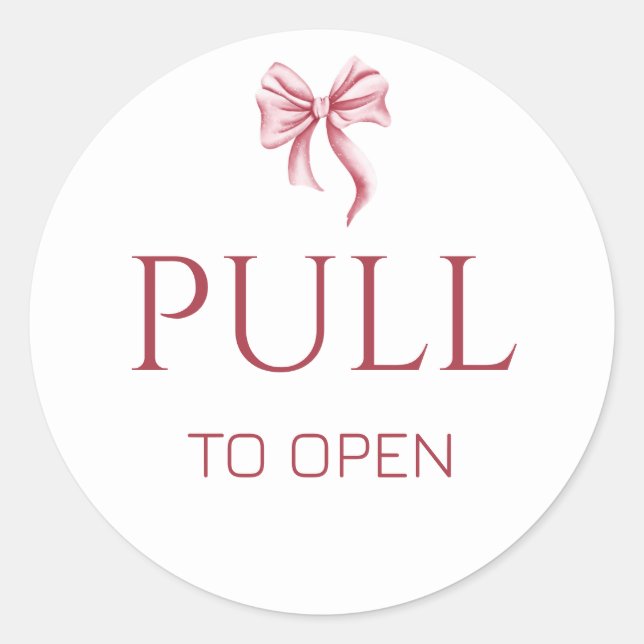 Adesivo Pink Bow Pull to Open Door Sign (Frente)