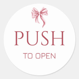 Adesivo Pink Bow Push to Open Door Sign