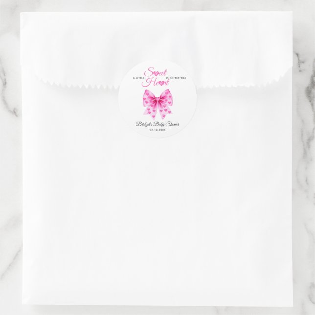 Adesivo Pink Bow Sweetheart girl Valentine's Baby shower  (Bolsa)