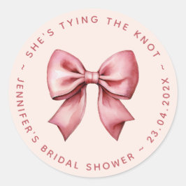 Adesivo Pink Bridal Shower Red Bow She's Tying the Knot