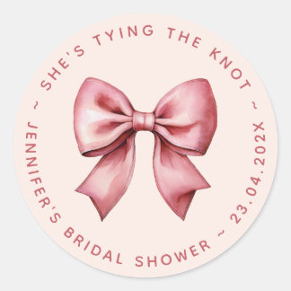 Adesivo Pink Bridal Shower Red Bow She's Tying the Knot
