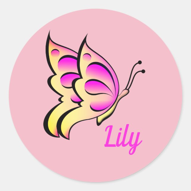 Adesivo pink  butterfly - add name (Frente)