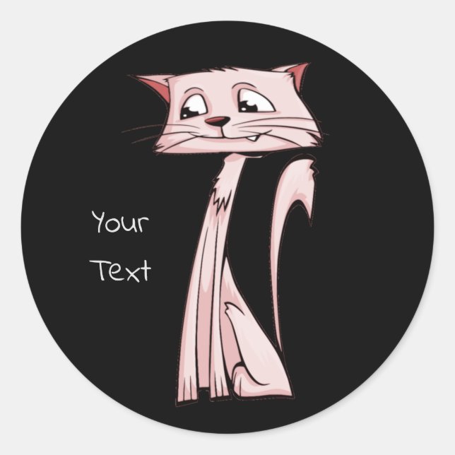 Adesivo Pink Cat Classic Round Sticker (Frente)