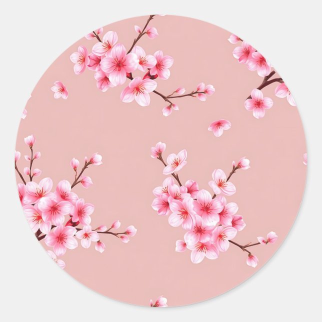 Adesivo Pink Cherry Blossom Branches Pattern (Frente)