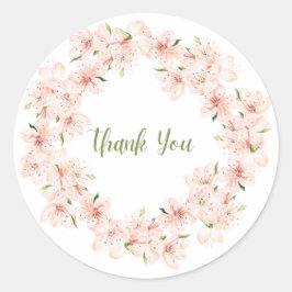 Adesivo Pink Cherry Blossom Wreath Thank You Sticker