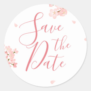 Adesivo Pink Cherry Blossoms Casamento Salve a Data