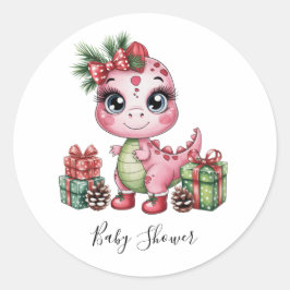 Adesivo Pink Christmas Dino Girl Baby Shower