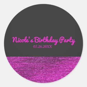 Adesivo Pink & Cinza Modern Glam Sequins Party Favorecem P