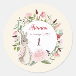 Adesivo Pink clássico Peter o Rabbit Floral Birthday