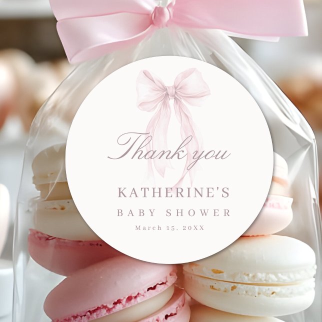 Adesivo Pink Coquette Bow Baby Shower (Pink Bow Sticker)