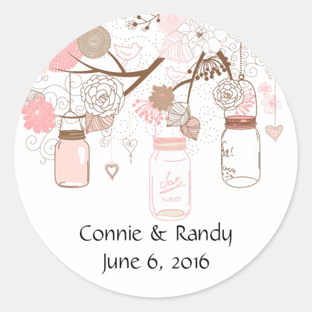 Adesivo Pink Country Mason Jar Stickers (Frente)