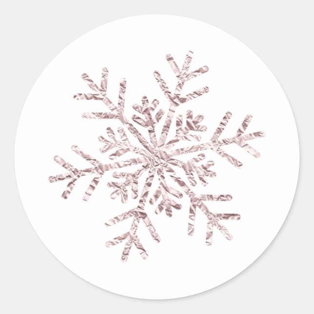 Adesivo Pink Crinkle Winter Wonderland Snowflake Elegante (Frente)
