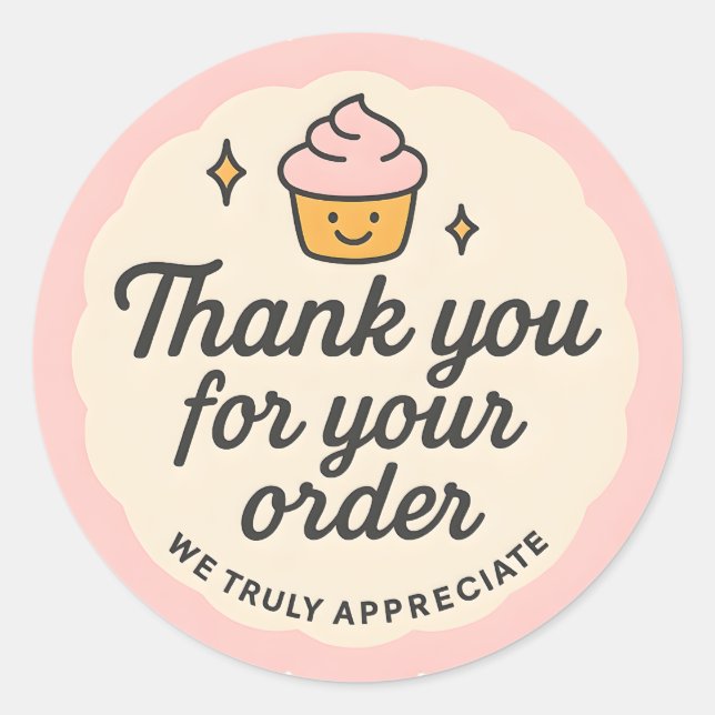 Adesivo Pink Cupcake baking Thank You Sticker  (Frente)
