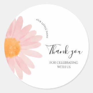 Adesivo Pink Daisy Birthday Favor Tags Thank You