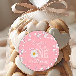 Adesivo Pink Daisy Wild One Aniversário de 1 ano