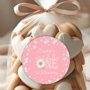 Adesivo Pink Daisy Wild One Aniversário de 1 ano