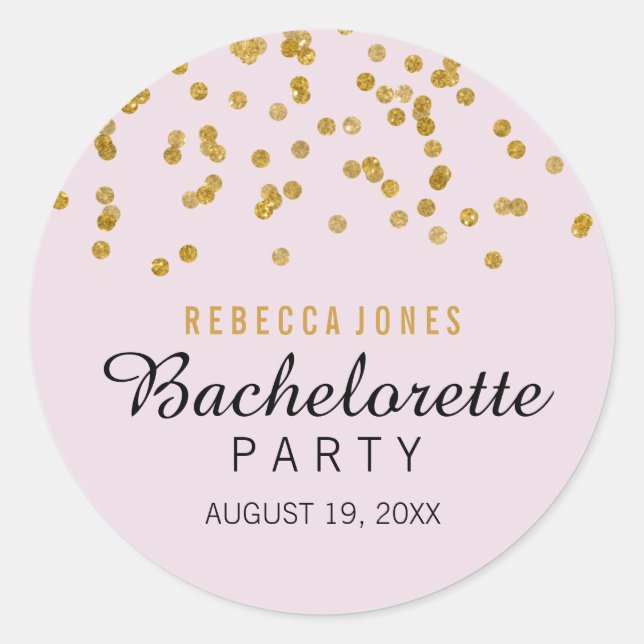 Adesivo Pink Dourado Glitter confetti Bachelorette Sticker (Frente)