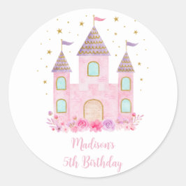 Adesivo Pink Dourado Princess Castle Birthday