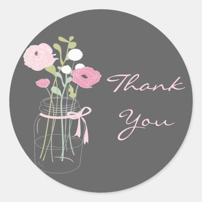 Adesivo Pink e Cinza Mason Jar Wedor Stickers (Frente)