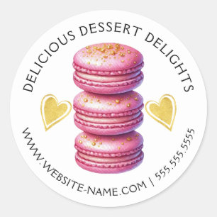 Adesivo Pink Elegante e Baking Dourado de Macaron