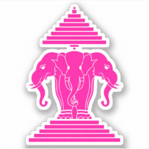 Adesivo Pink Erawan Três Elefante Lao/Laos Sinalizador