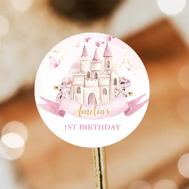 Adesivo Pink Fairytale Princess Castle Birthday Sticker