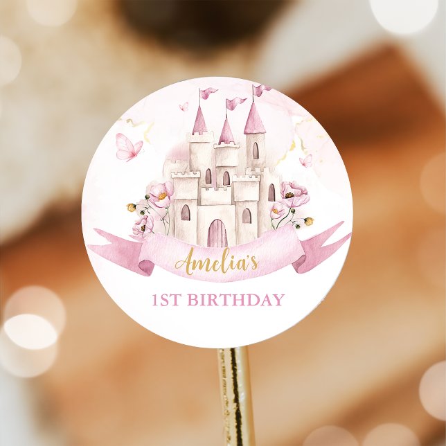 Adesivo Pink Fairytale Princess Castle Birthday Sticker (Criador carregado)