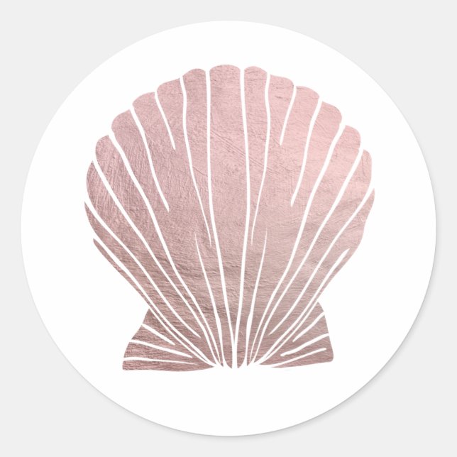 Adesivo Pink Faux Metallic Elegant Seashell Beach Classic (Frente)