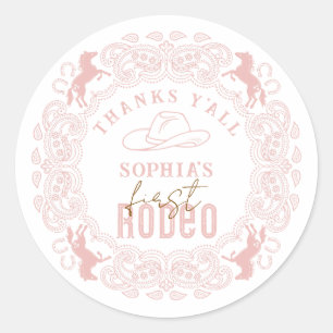 Adesivo Pink First Rodeo Birthday Favor Sticker - Cowgirl