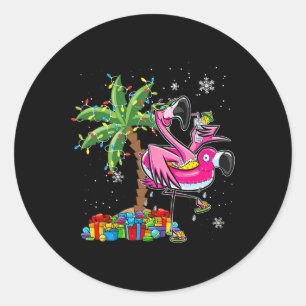 Adesivo Pink Flamingo de Natal Palm Tree Tropical Xmas Ho