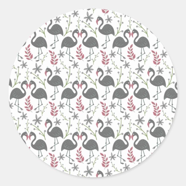 Adesivo Pink flamingo seamless pattern flowers, leaves (Frente)