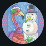 ADESIVO PINK FLAMINGO SNOWMAN, CHRISTMAS STICKER RODANDO<br><div class="desc">ESTILO DE SNOWMAN FLAMINGO. FUN LOVING CHRISTMAS STICKERS Sheet,  Round *Customize,  Blue/Pink Borders ...  Procure Itens Correspondentes Susan Brack Design</div>