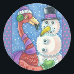 ADESIVO PINK FLAMINGO SNOWMAN, CHRISTMAS STICKER RODANDO<br><div class="desc">ESTILO DE SNOWMAN FLAMINGO. FUN LOVING CHRISTMAS STICKERS Sheet,  Round *Customize,  Blue/Pink Borders ...  Procure Itens Correspondentes Susan Brack Design</div>